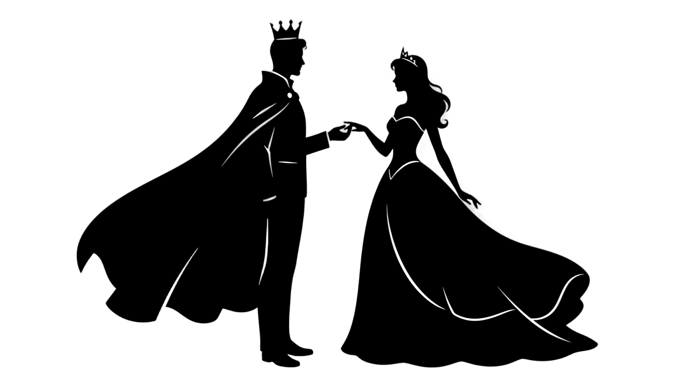 prince and princess silhouette png PNG transparent background