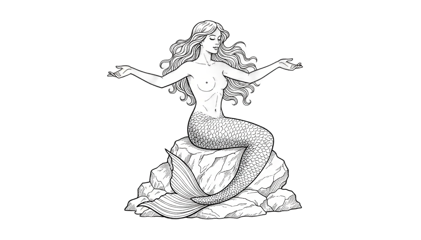 mermaid png black and white PNG transparent background