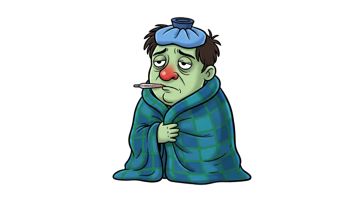 sick person cartoon png PNG transparent background