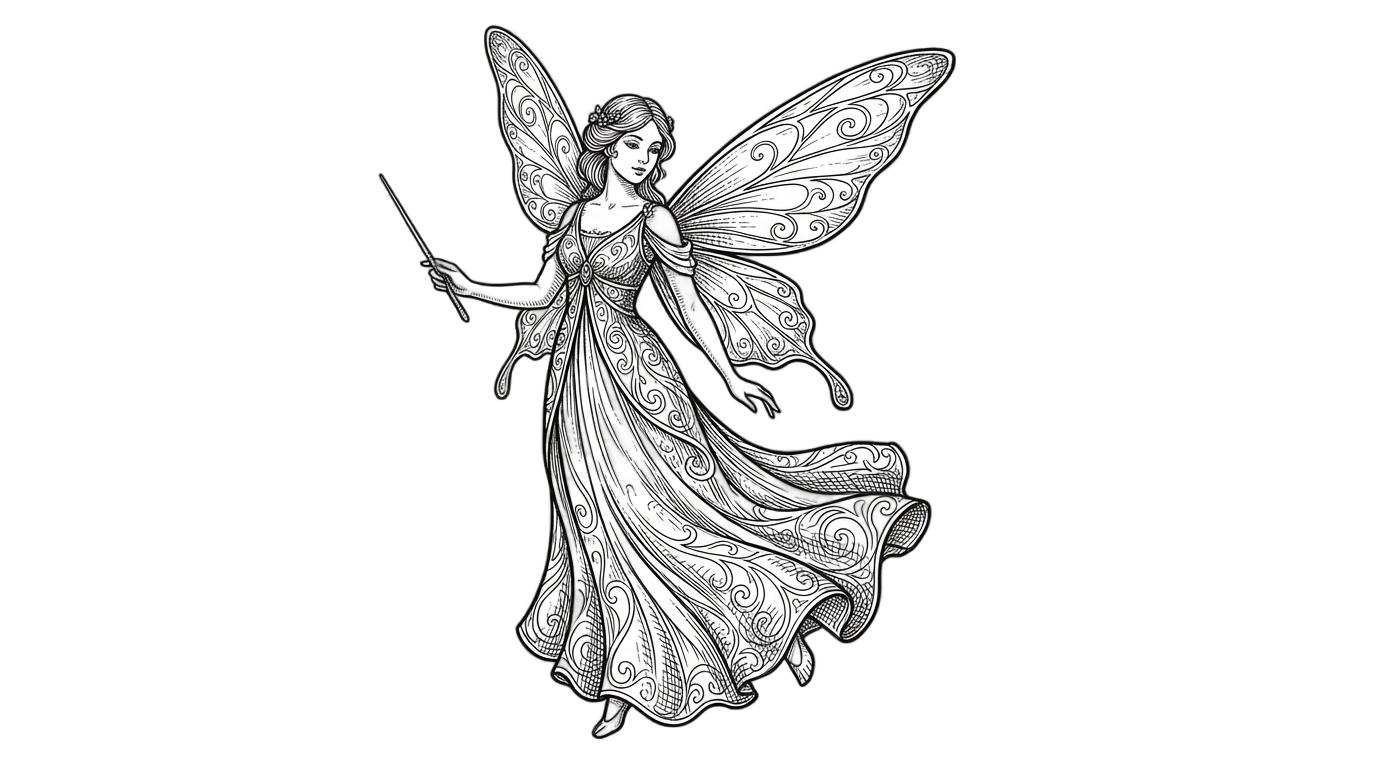 fairy png black and white PNG transparent background