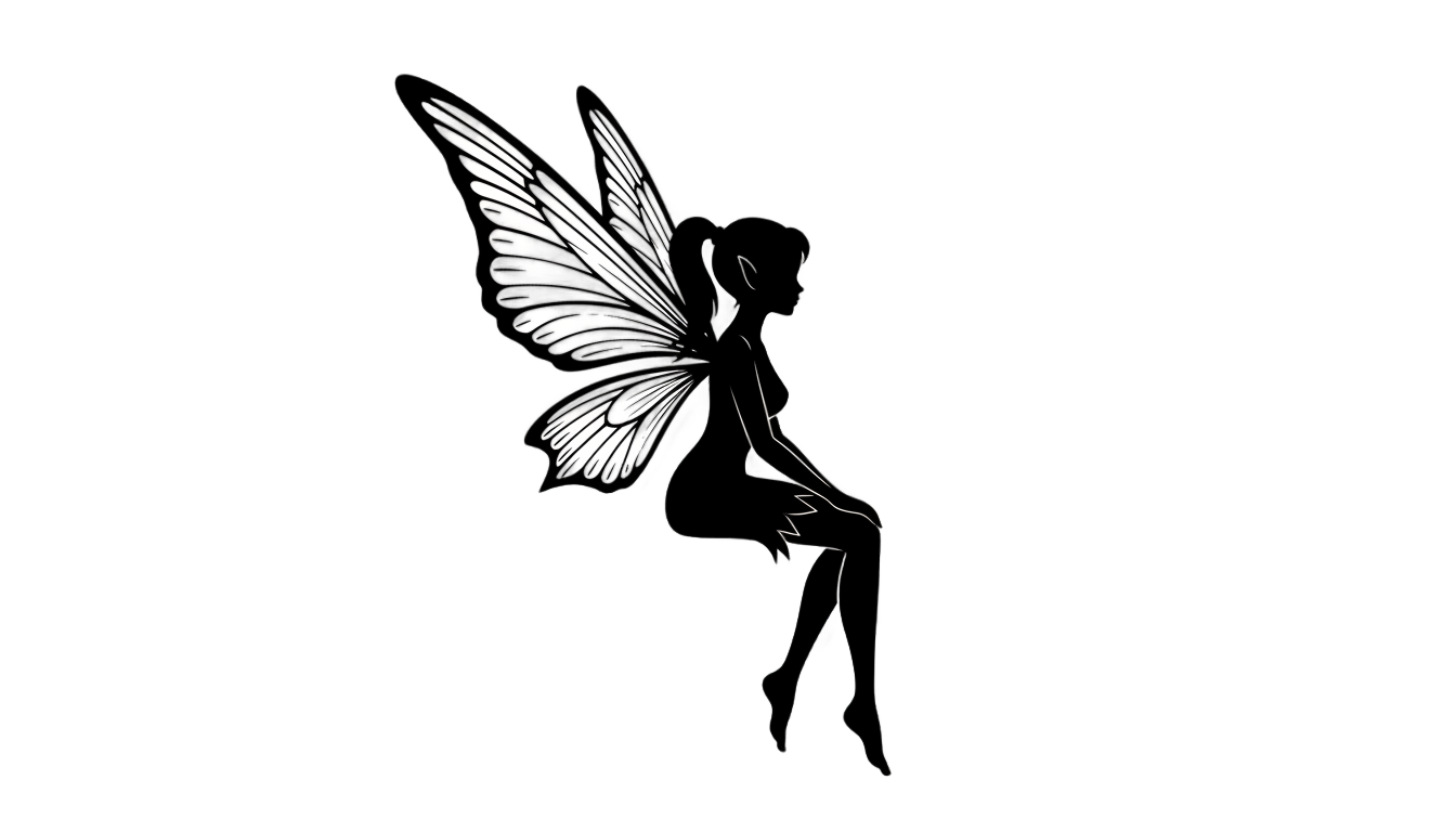 sitting fairy silhouette png PNG transparent background