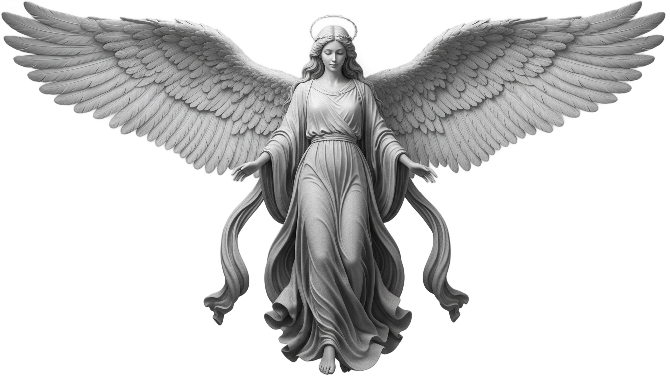 angel png black and white PNG transparent background