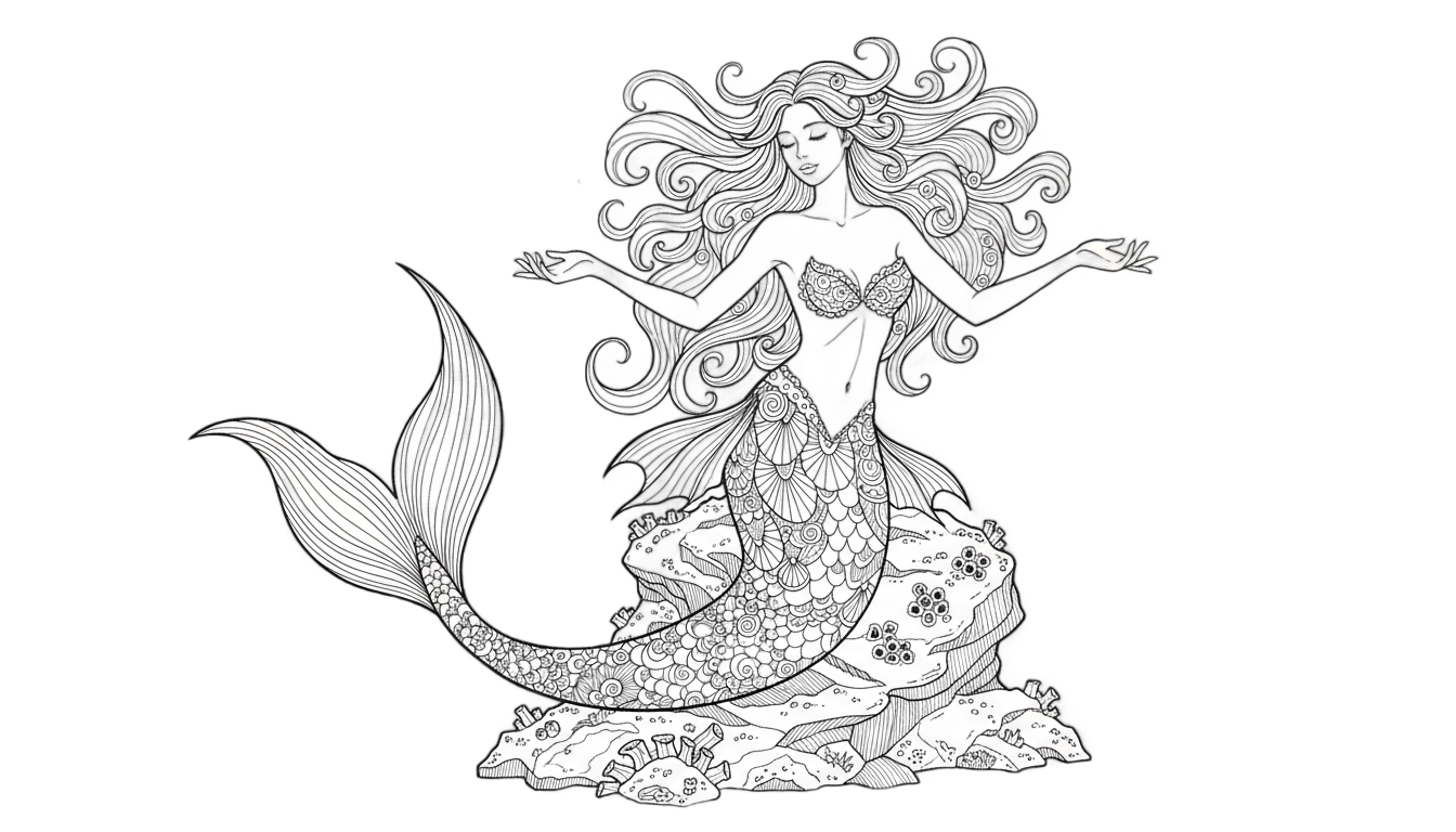 mermaid png black and white PNG transparent background