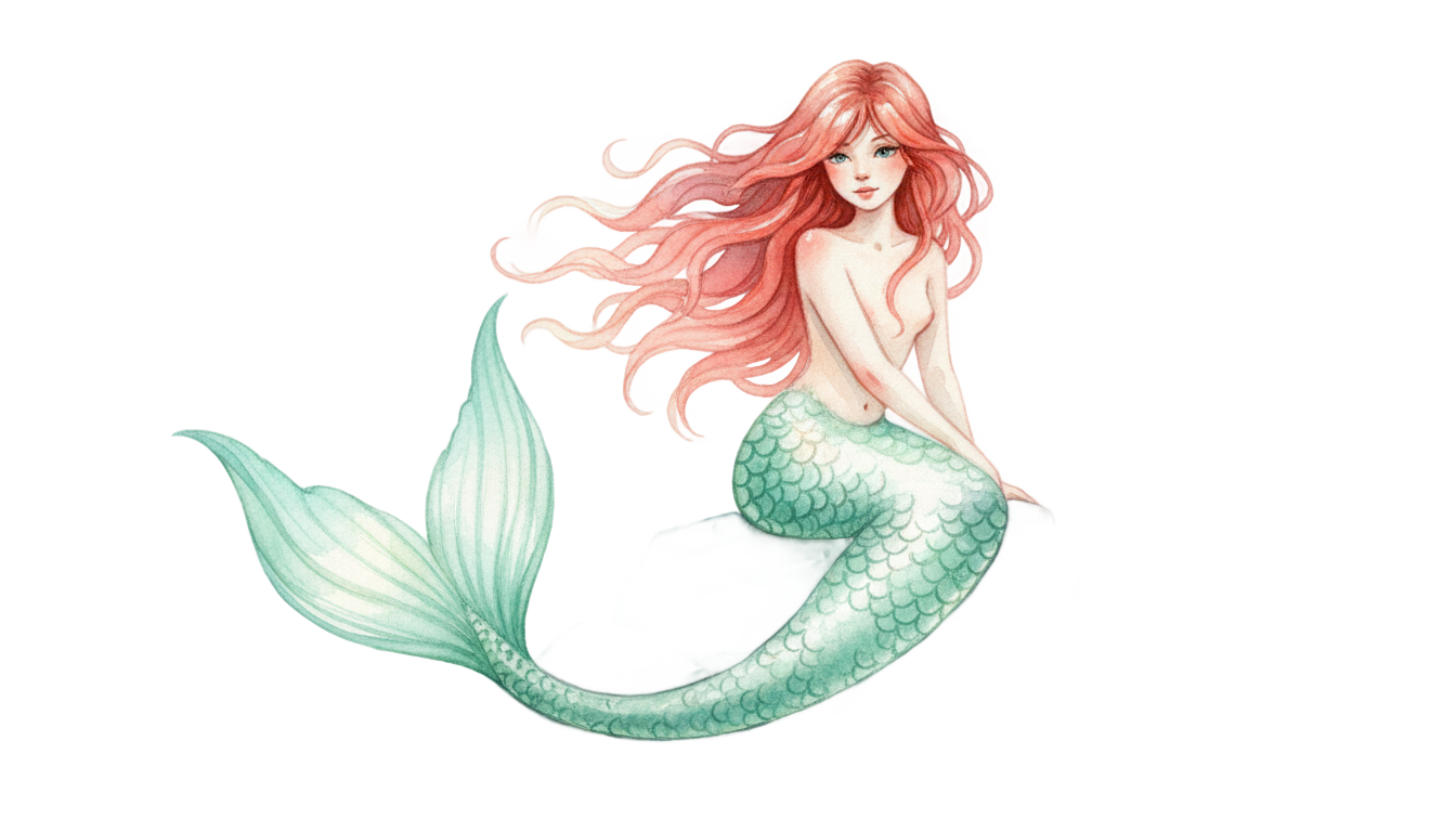 little mermaid watercolor png PNG transparent background