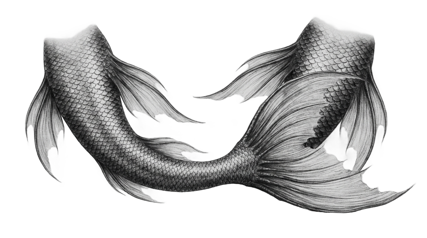 mermaid tail png black and white PNG transparent background