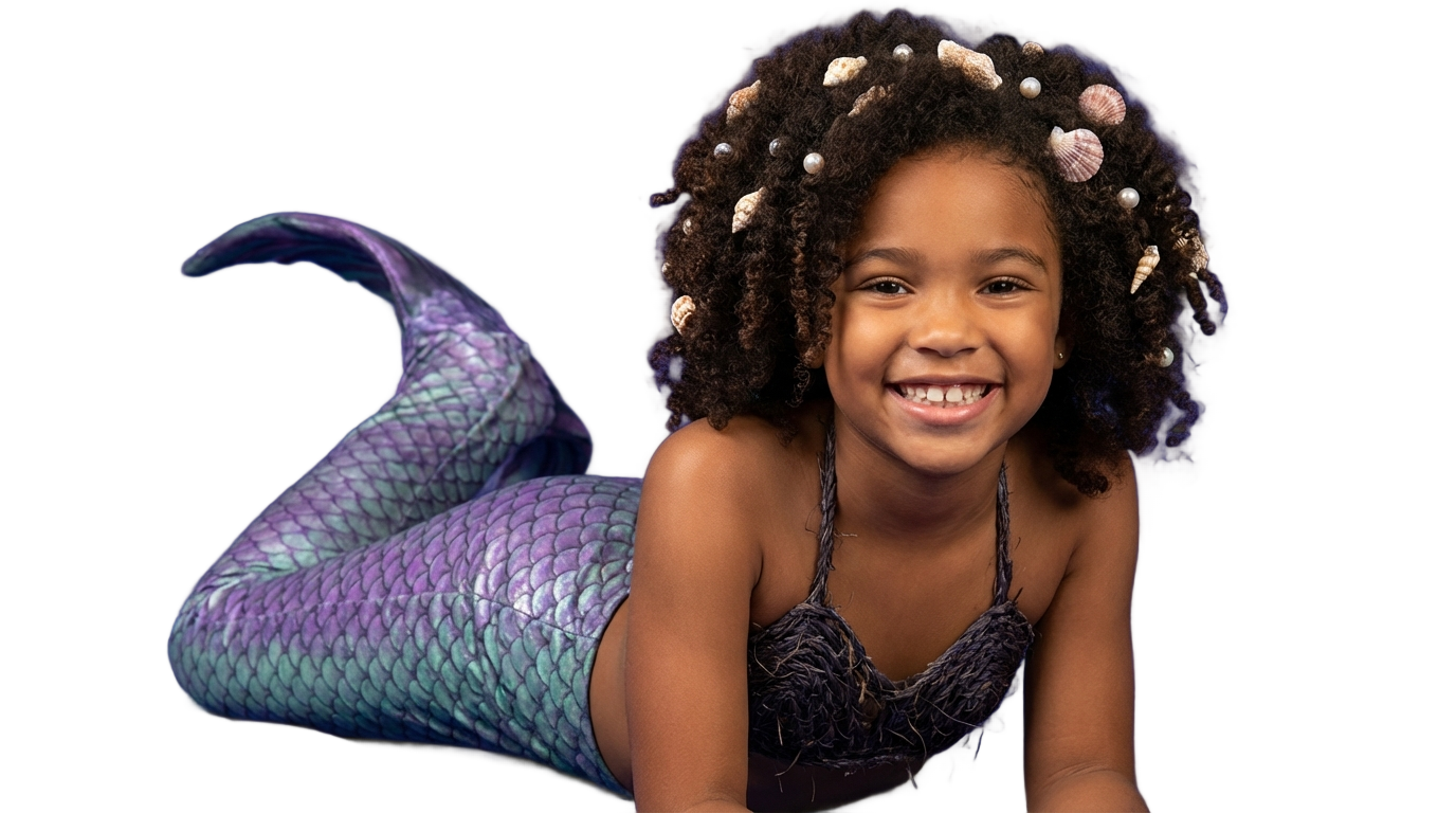 black baby mermaid png PNG transparent background