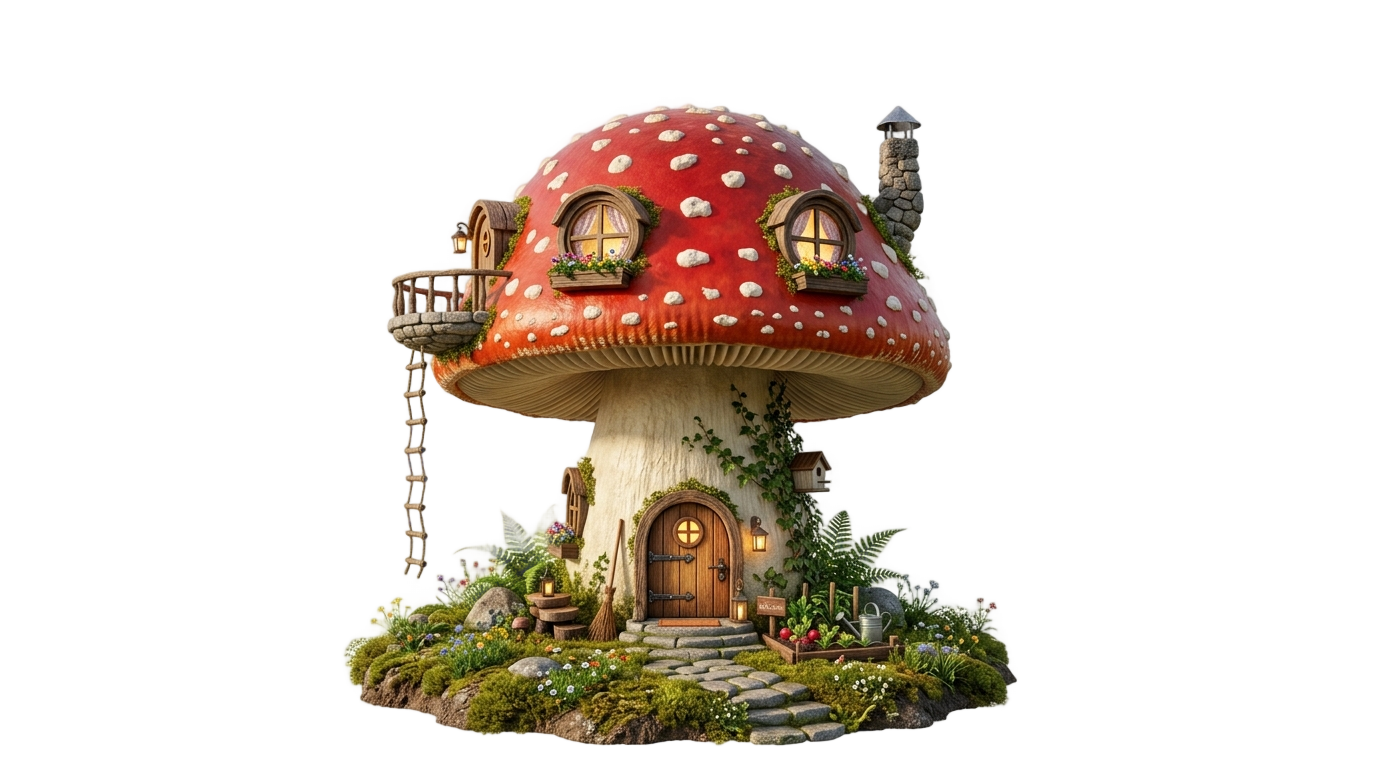 fairy mushroom house png PNG transparent background