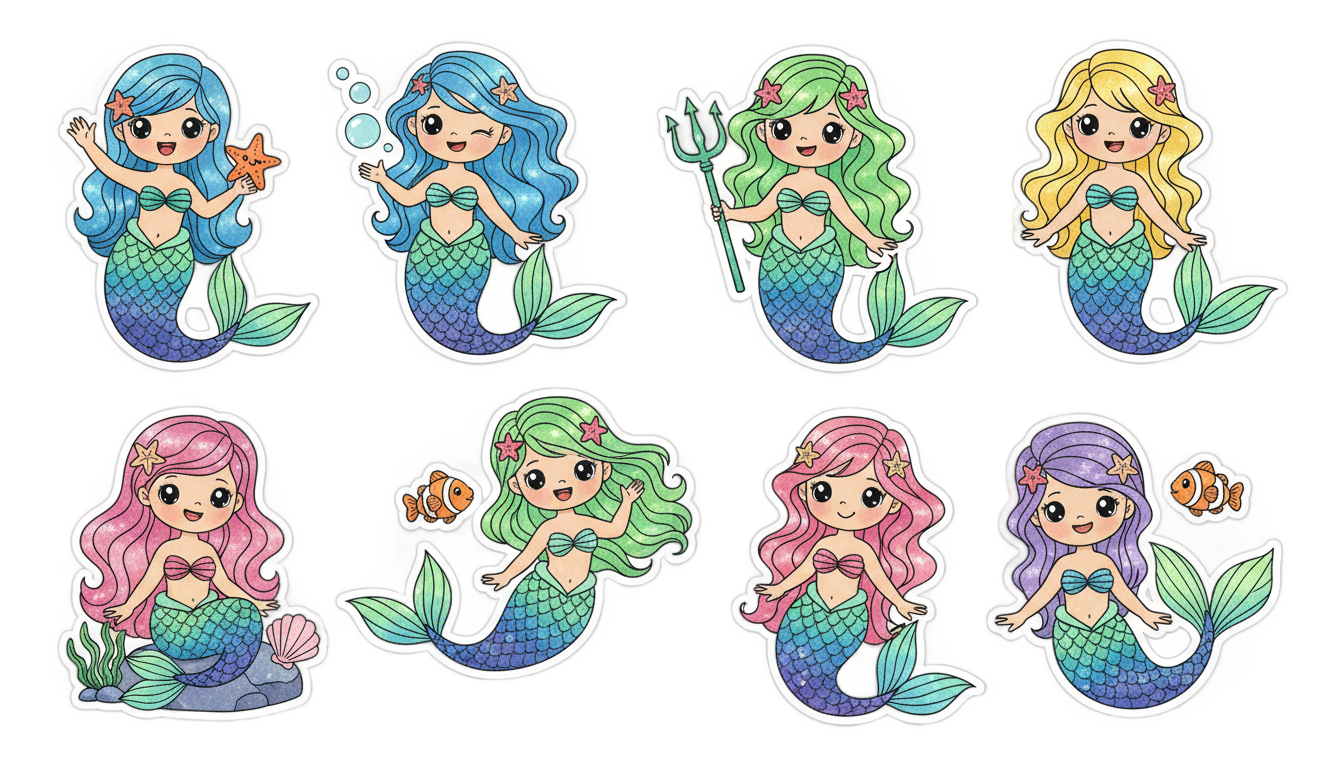 mermaid stickers png PNG transparent background