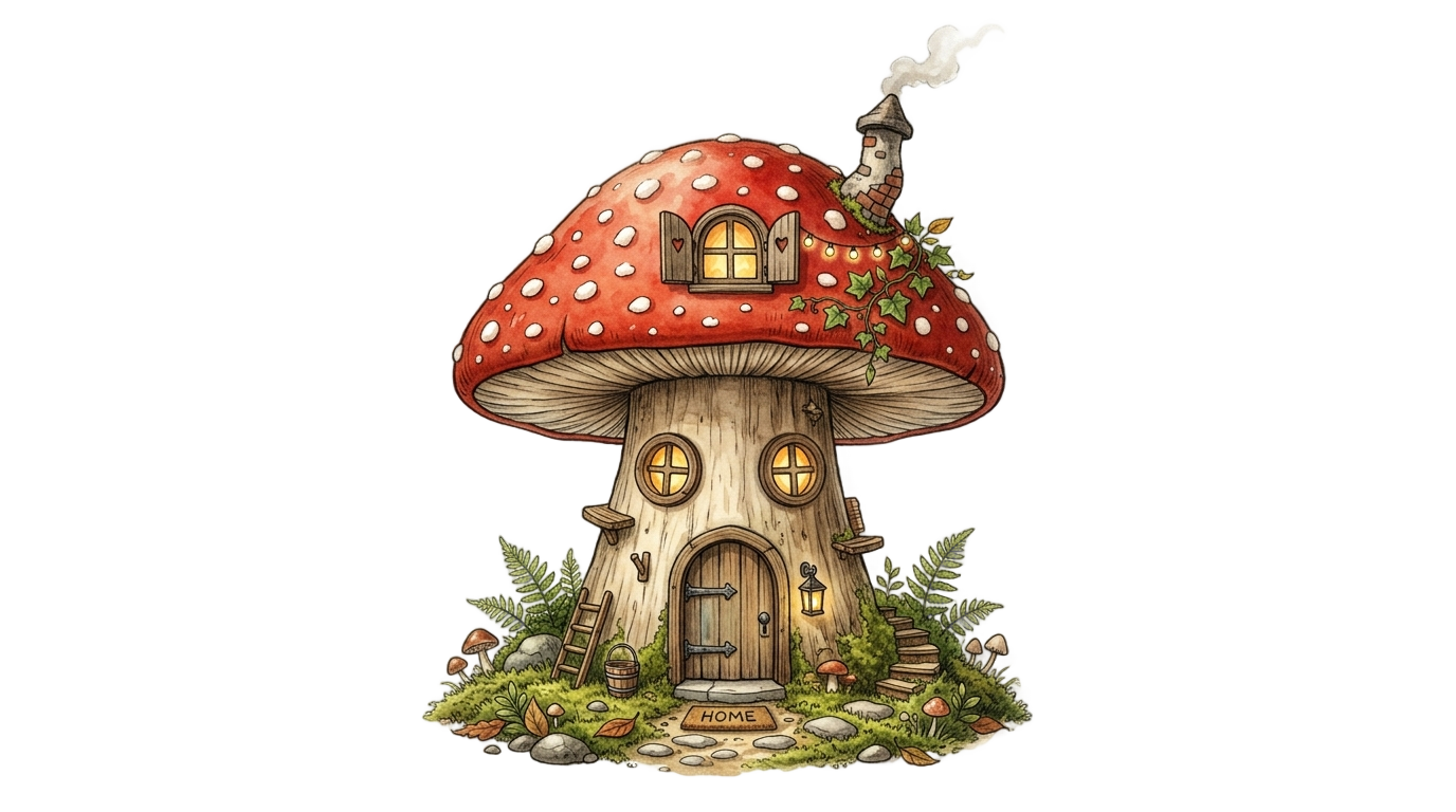 fairy mushroom house png PNG transparent background