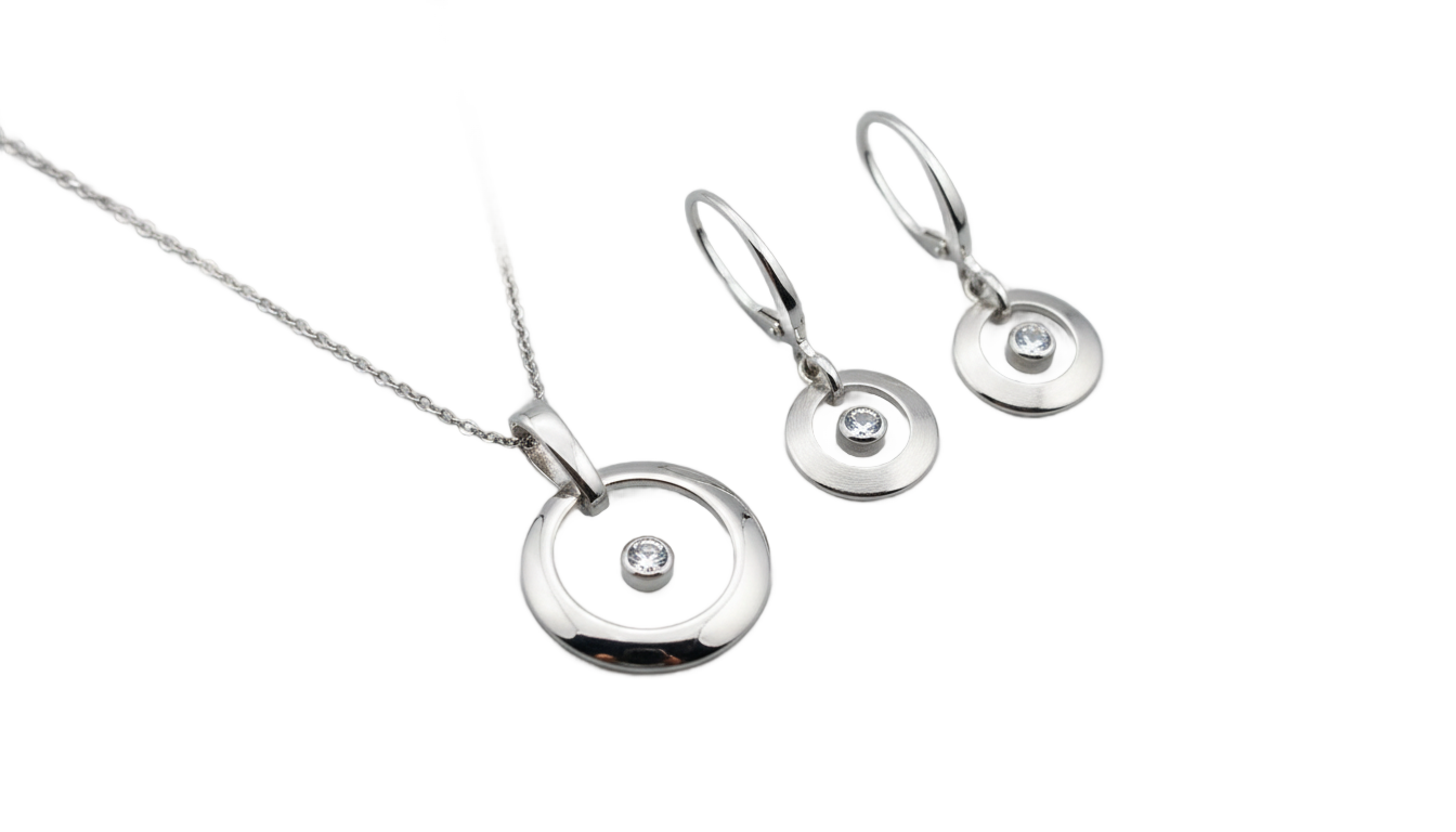 silver necklace set png PNG transparent background
