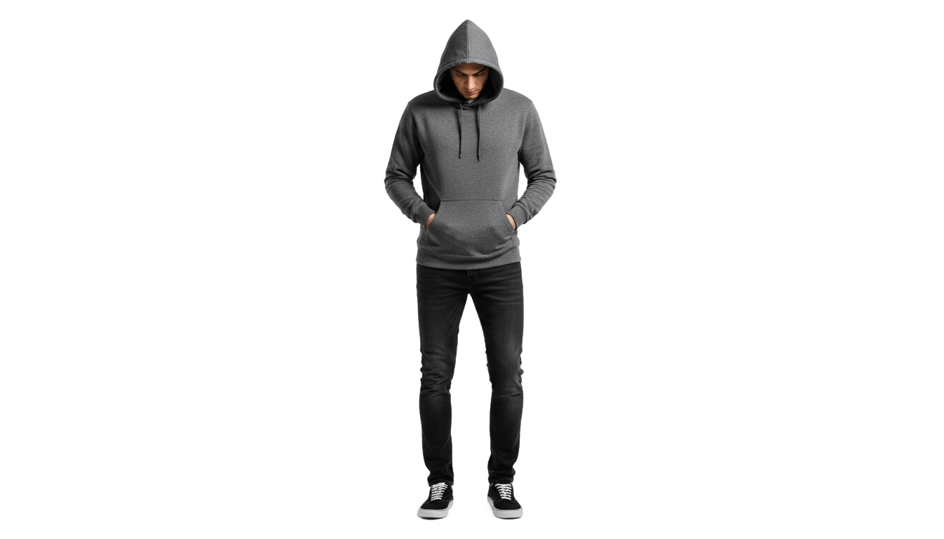 black hoodie man png PNG transparent background