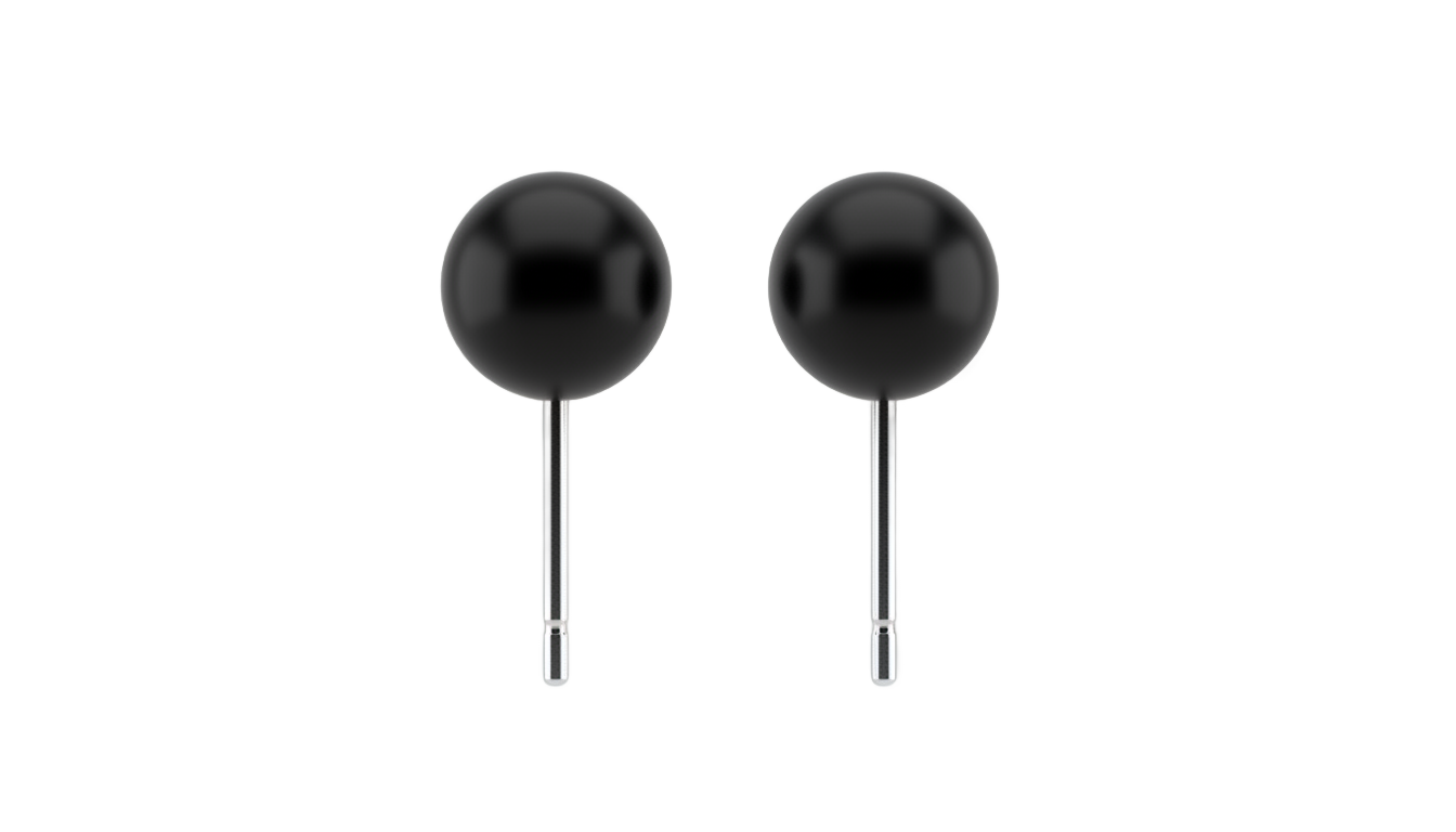black stud earrings png PNG transparent background