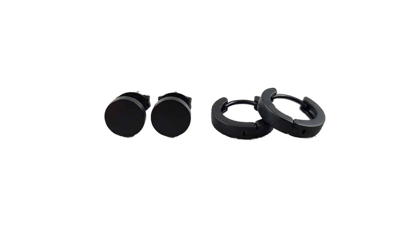 boy earrings black png PNG transparent background