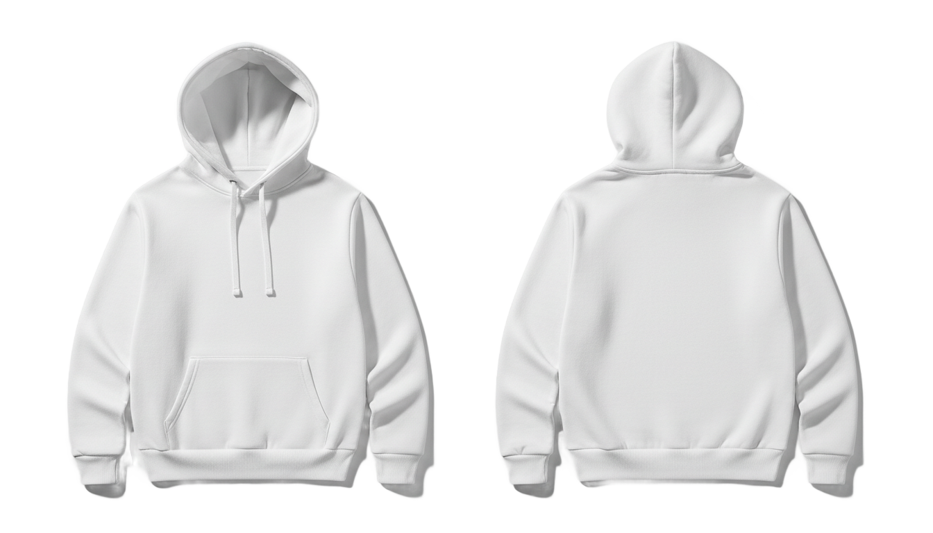 white hoodie front and back png PNG transparent background