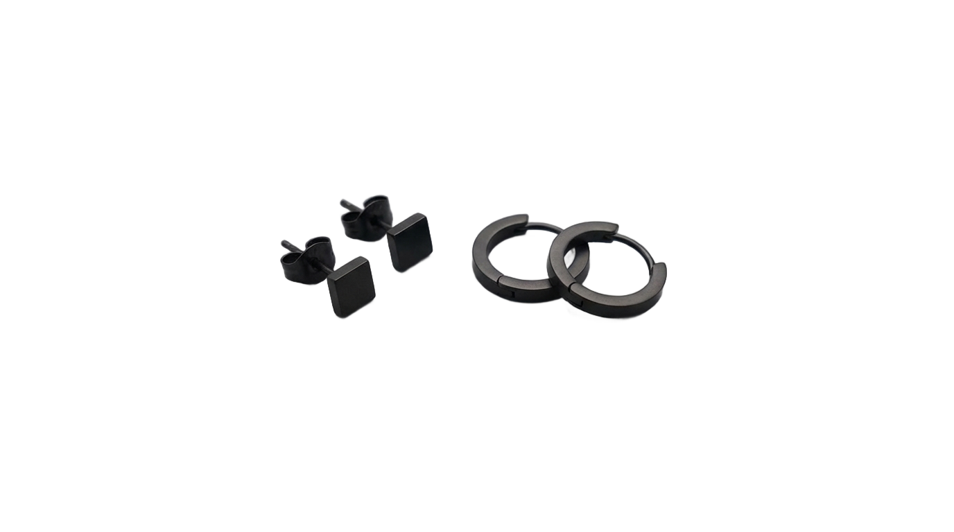 boy earrings black png PNG transparent background