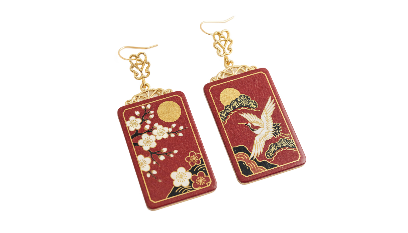 hanafuda earrings png PNG transparent background