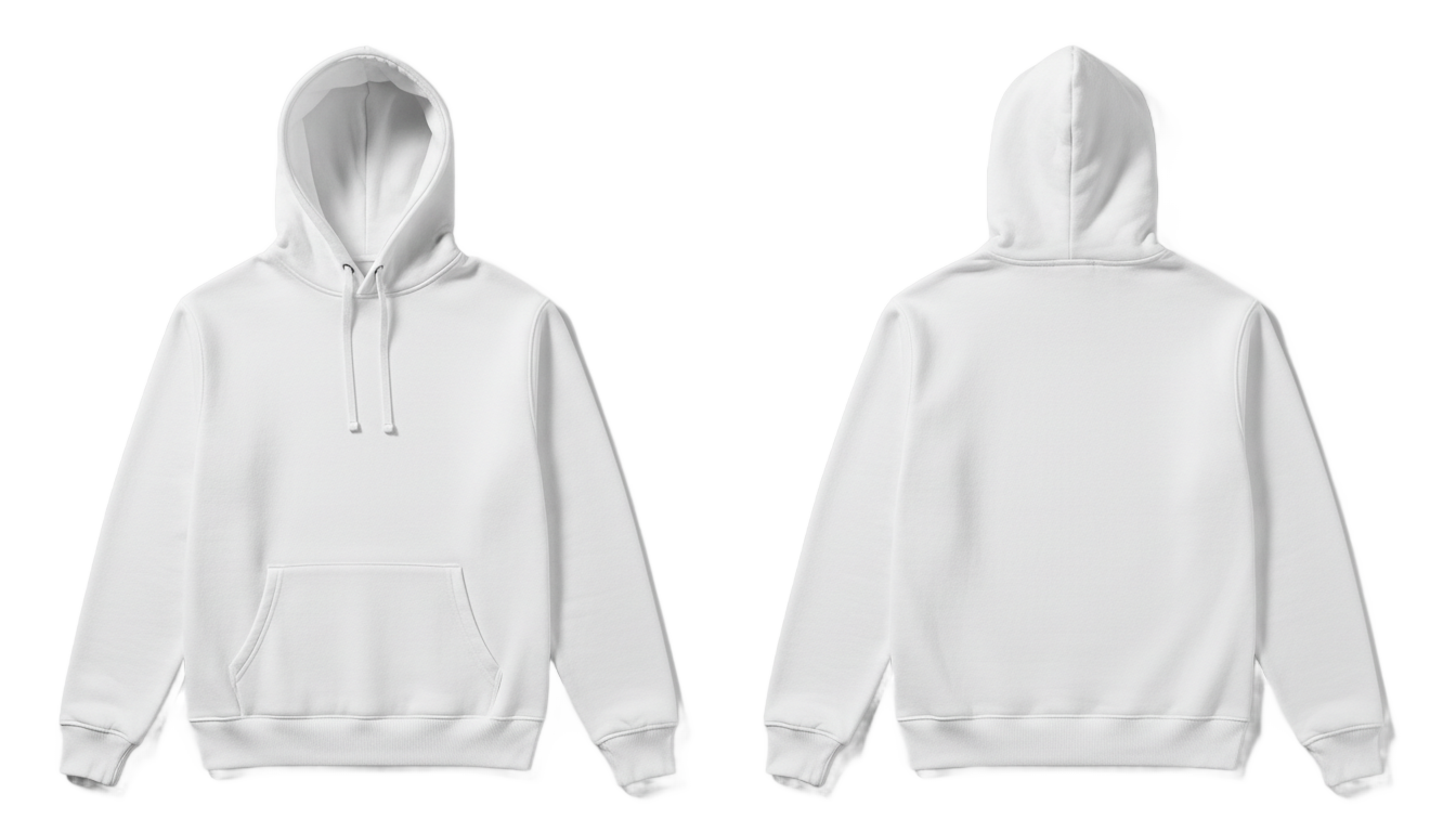 white hoodie front and back png PNG transparent background