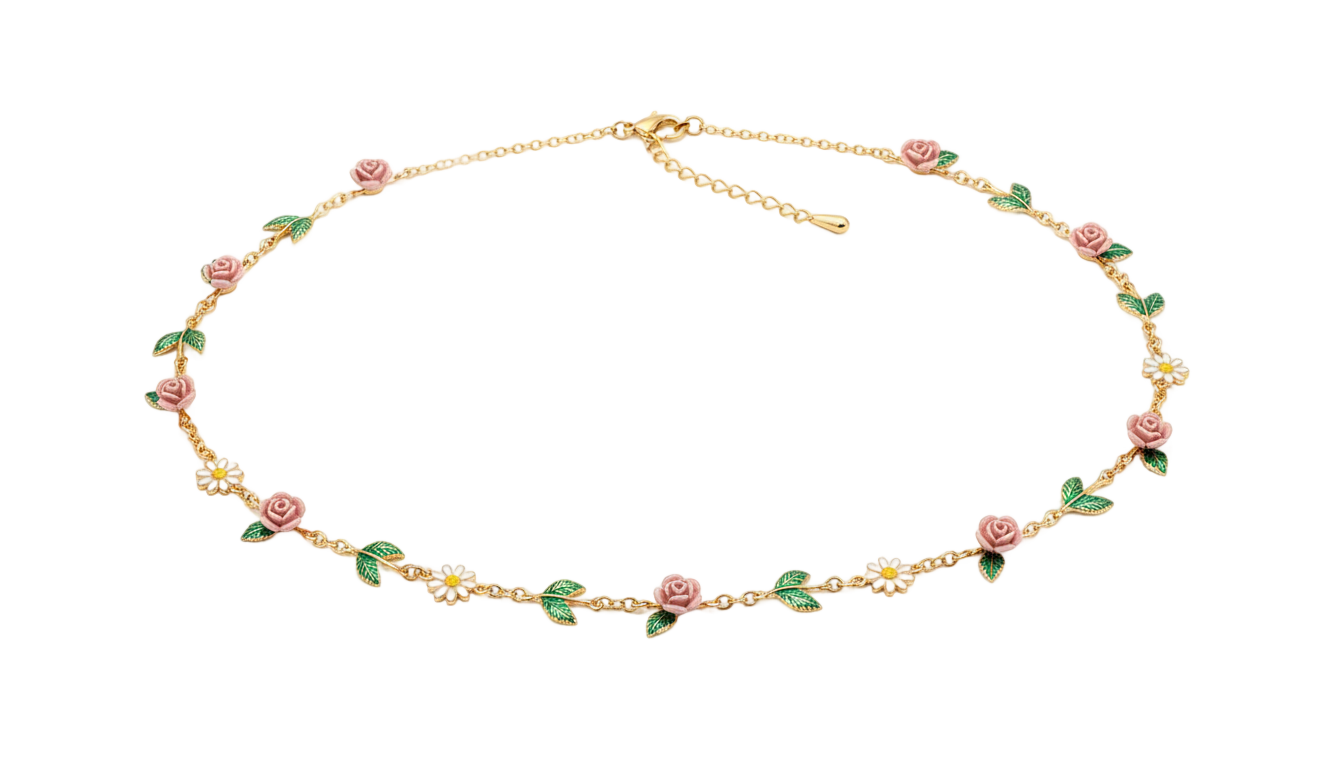floral necklace png PNG transparent background