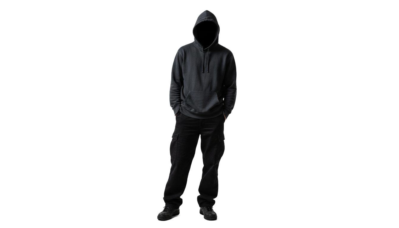 black hoodie man png PNG transparent background