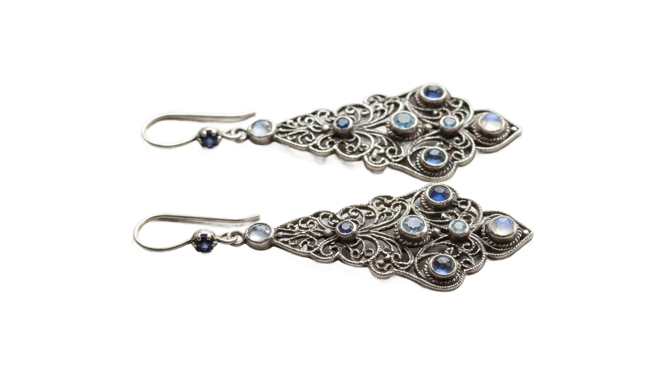silver earrings online png PNG transparent background