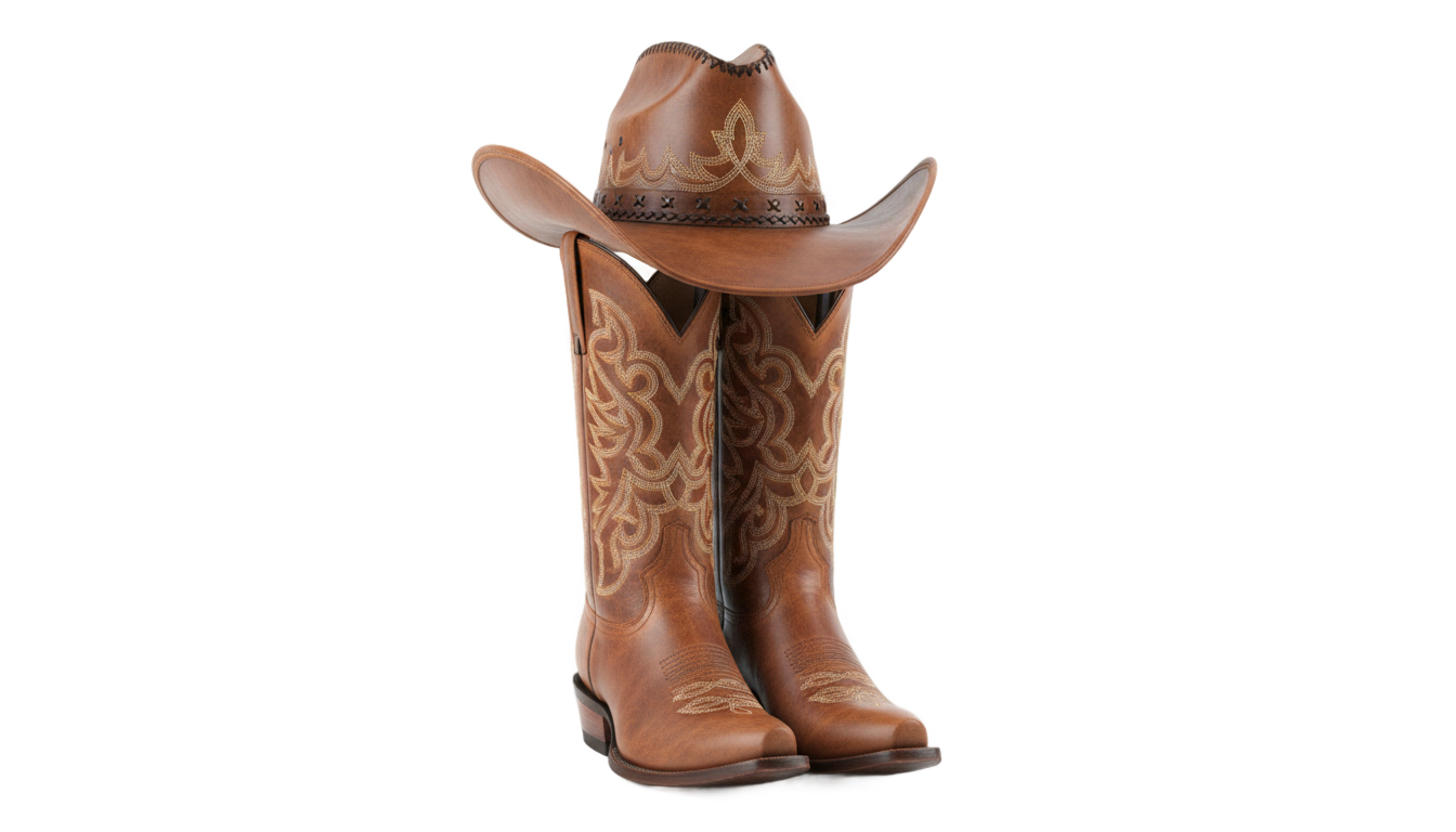 cowboy boots and hat png PNG transparent background