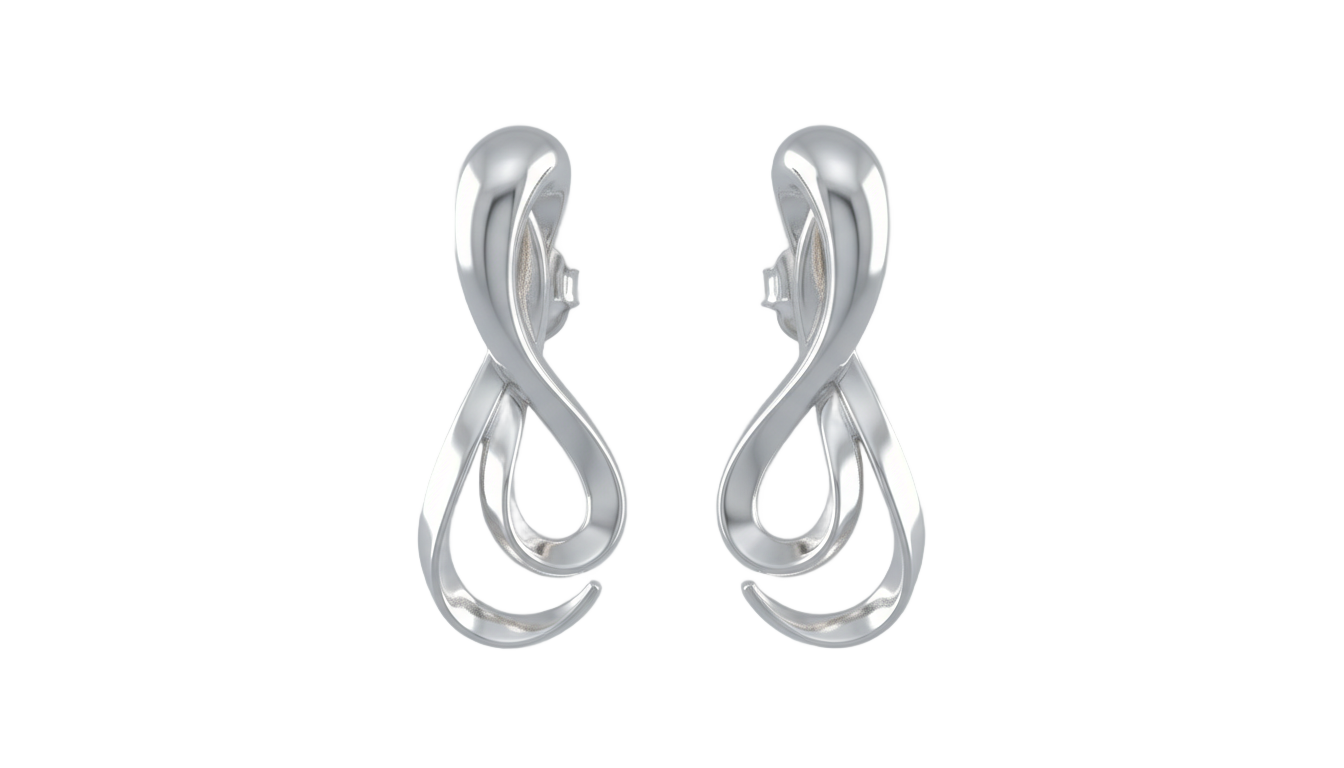 silver earrings for women png PNG transparent background