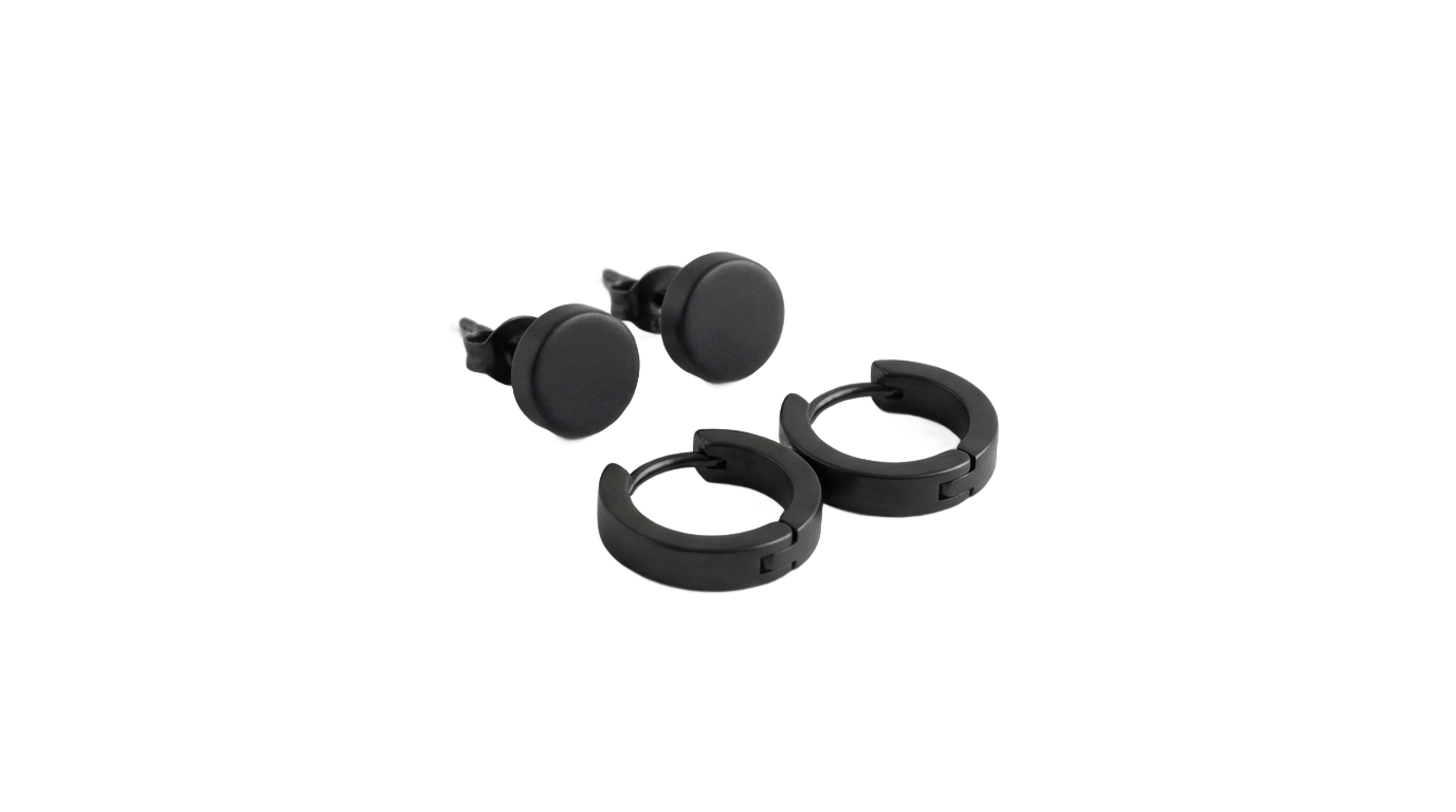 boy earrings black png PNG transparent background