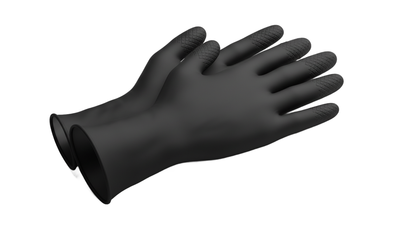 black nitrile gloves png PNG transparent background