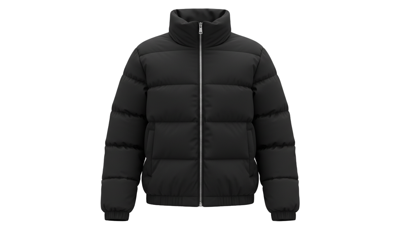 black puffer jacket png PNG transparent background