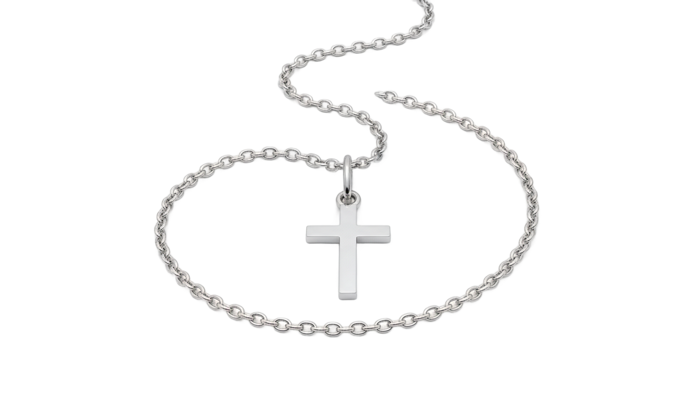 silver cross necklace png PNG transparent background