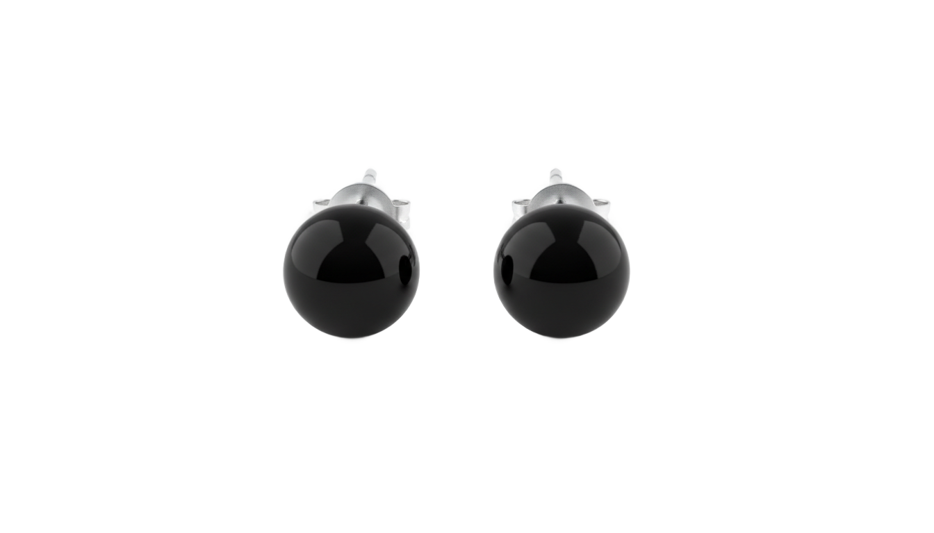 black stud earrings png PNG transparent background
