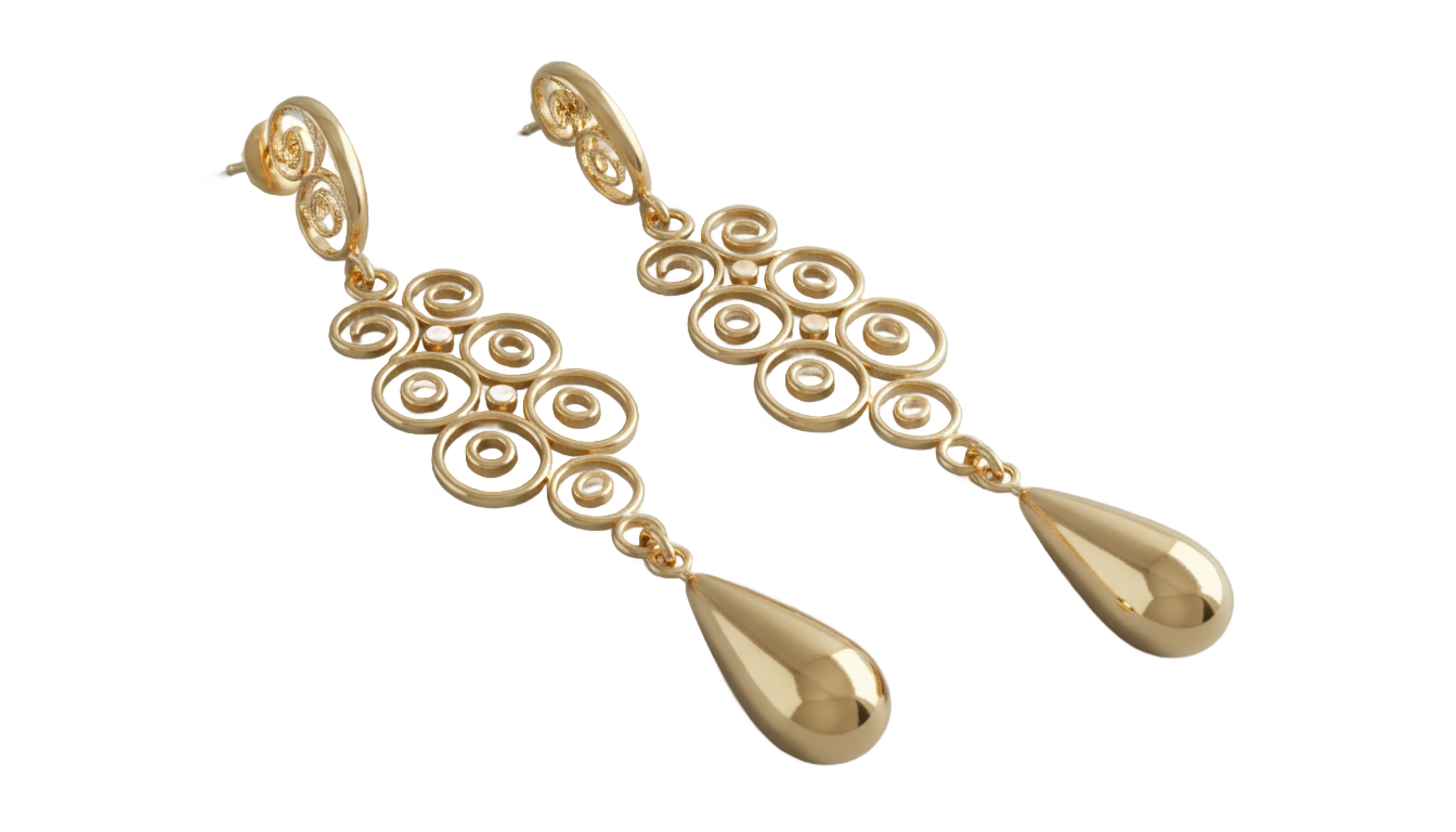 gold earrings design png PNG transparent background