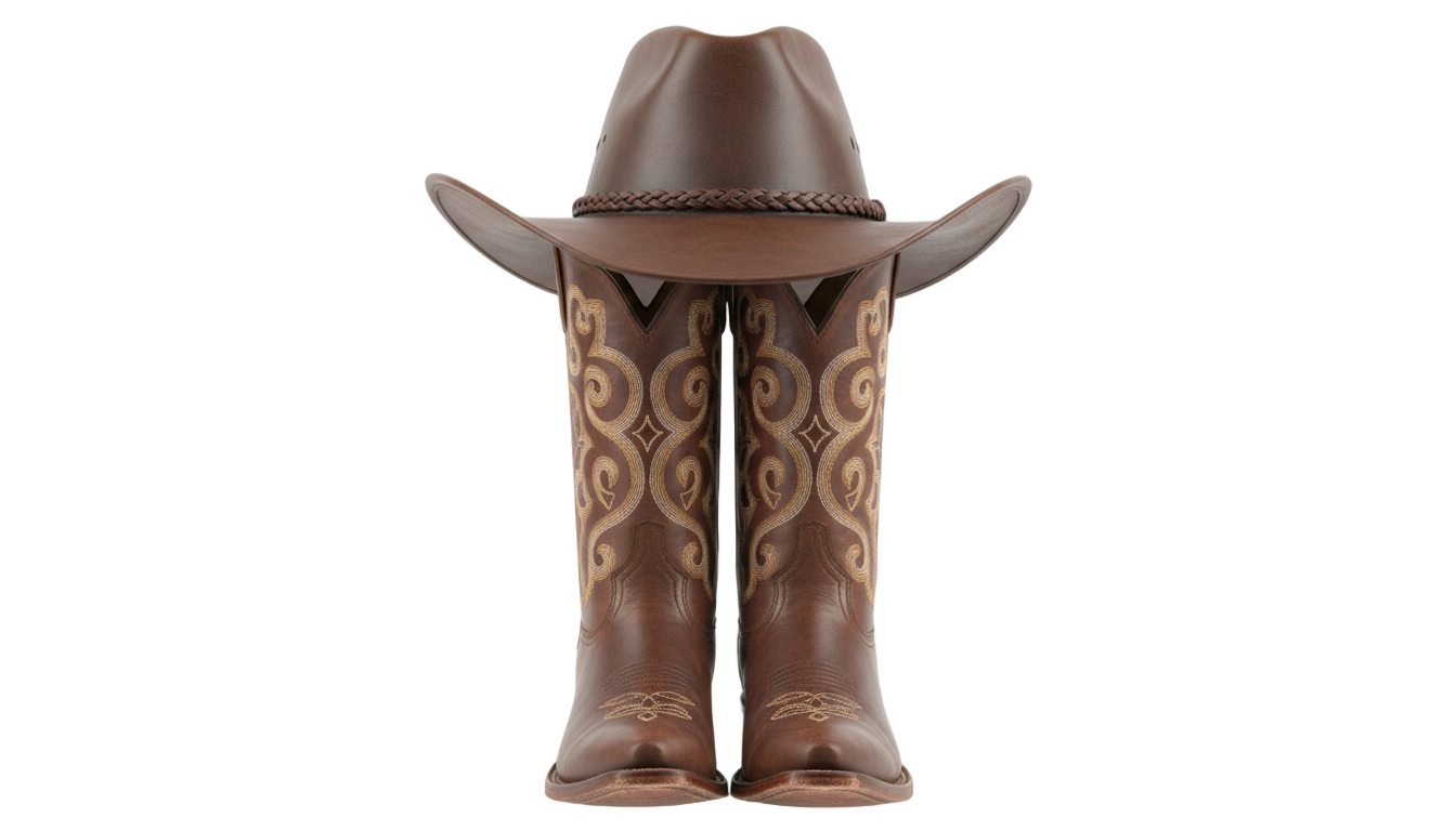 cowboy boots and hat png PNG transparent background