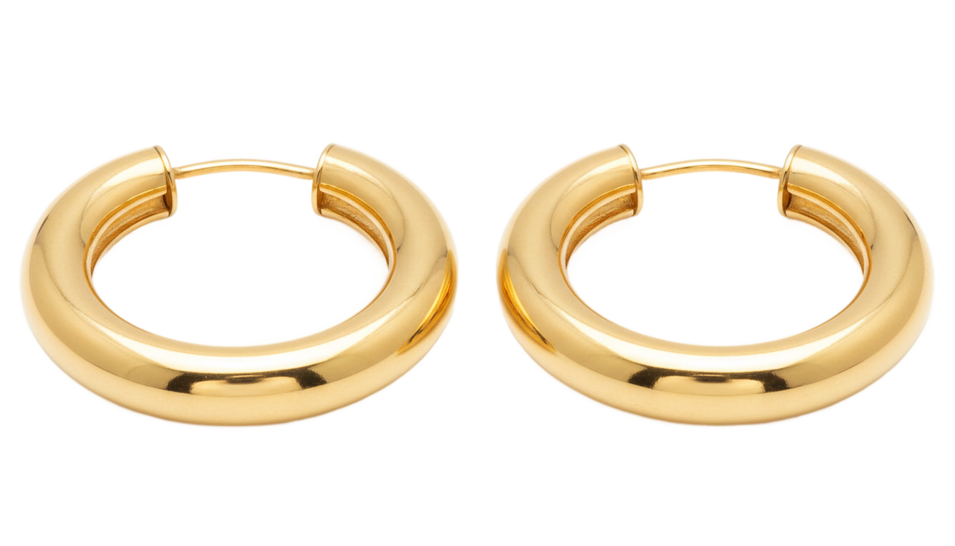 gold earrings for men png PNG transparent background