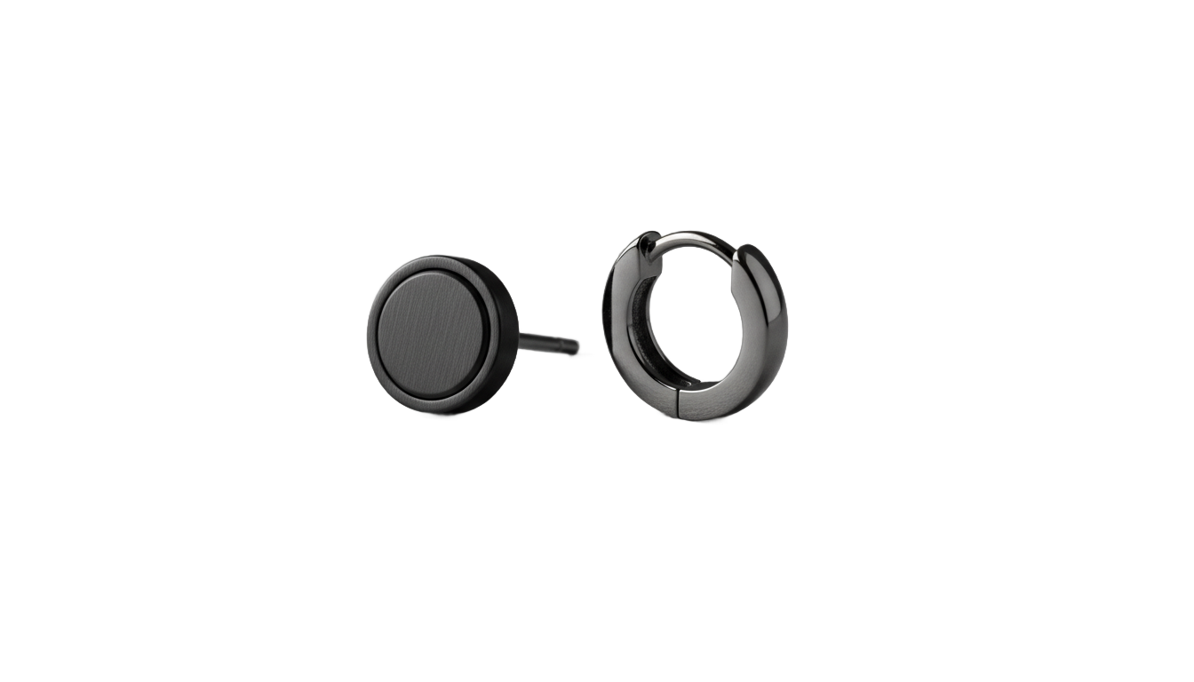 black earrings for men png PNG transparent background