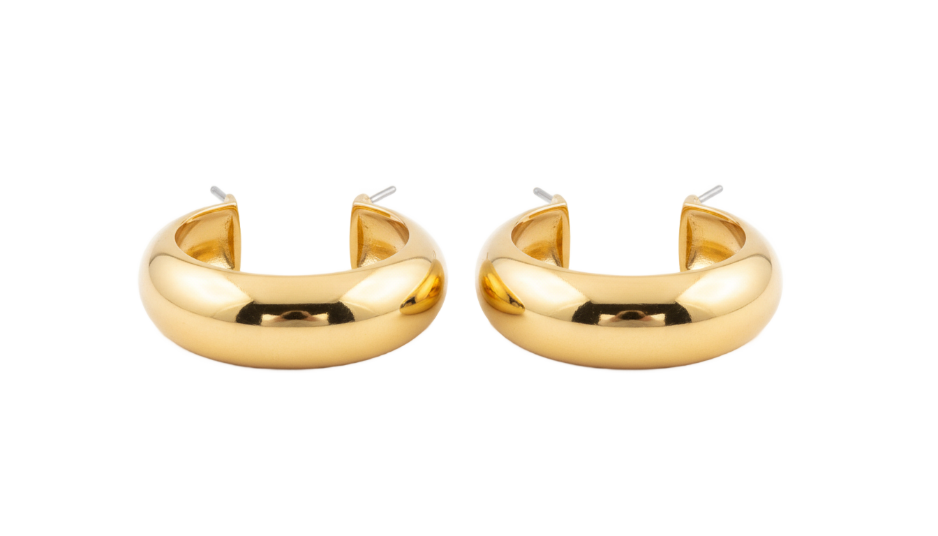 gold earrings for men png PNG transparent background