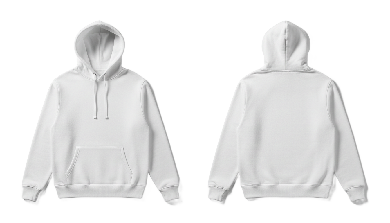 white hoodie front and back png PNG transparent background