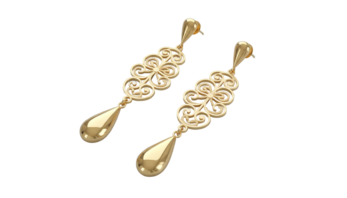 gold earrings design png PNG transparent background