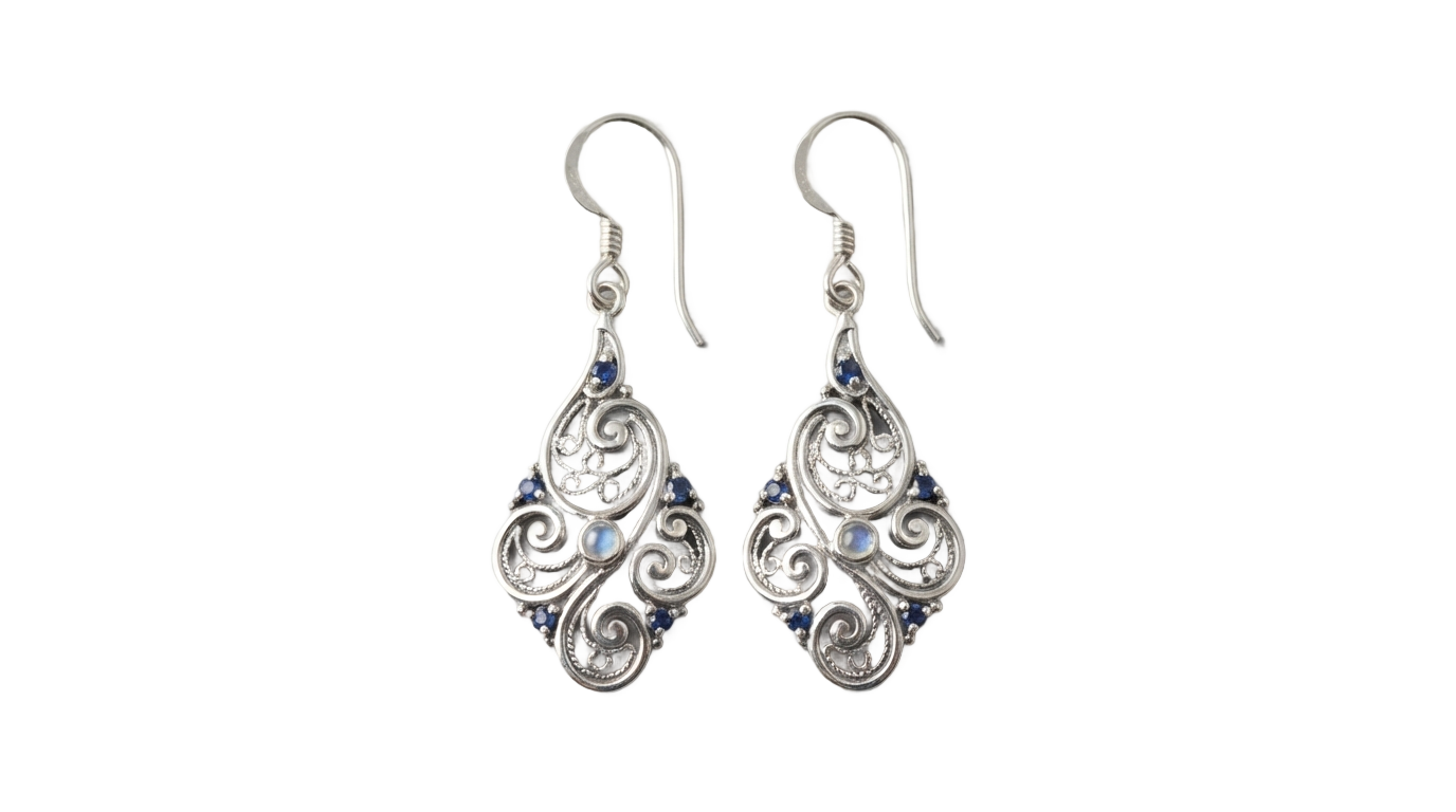 silver earrings online png PNG transparent background