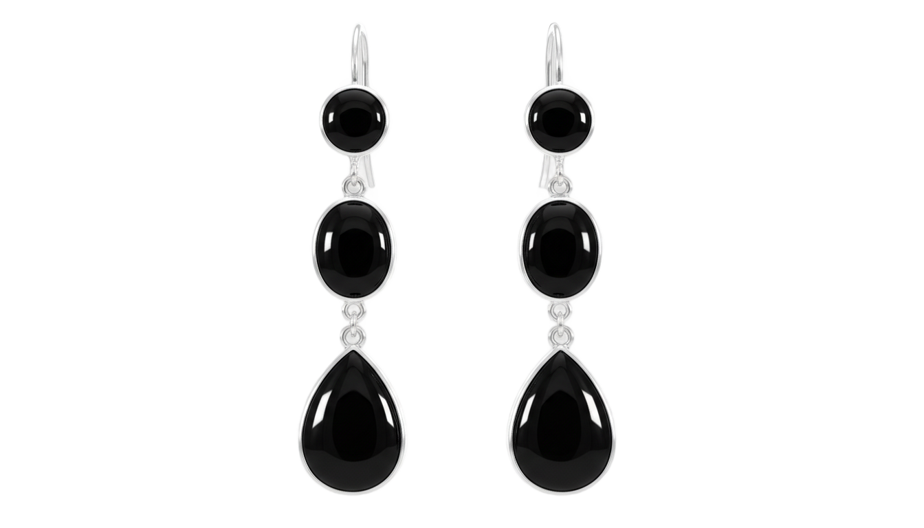 black earrings png PNG transparent background