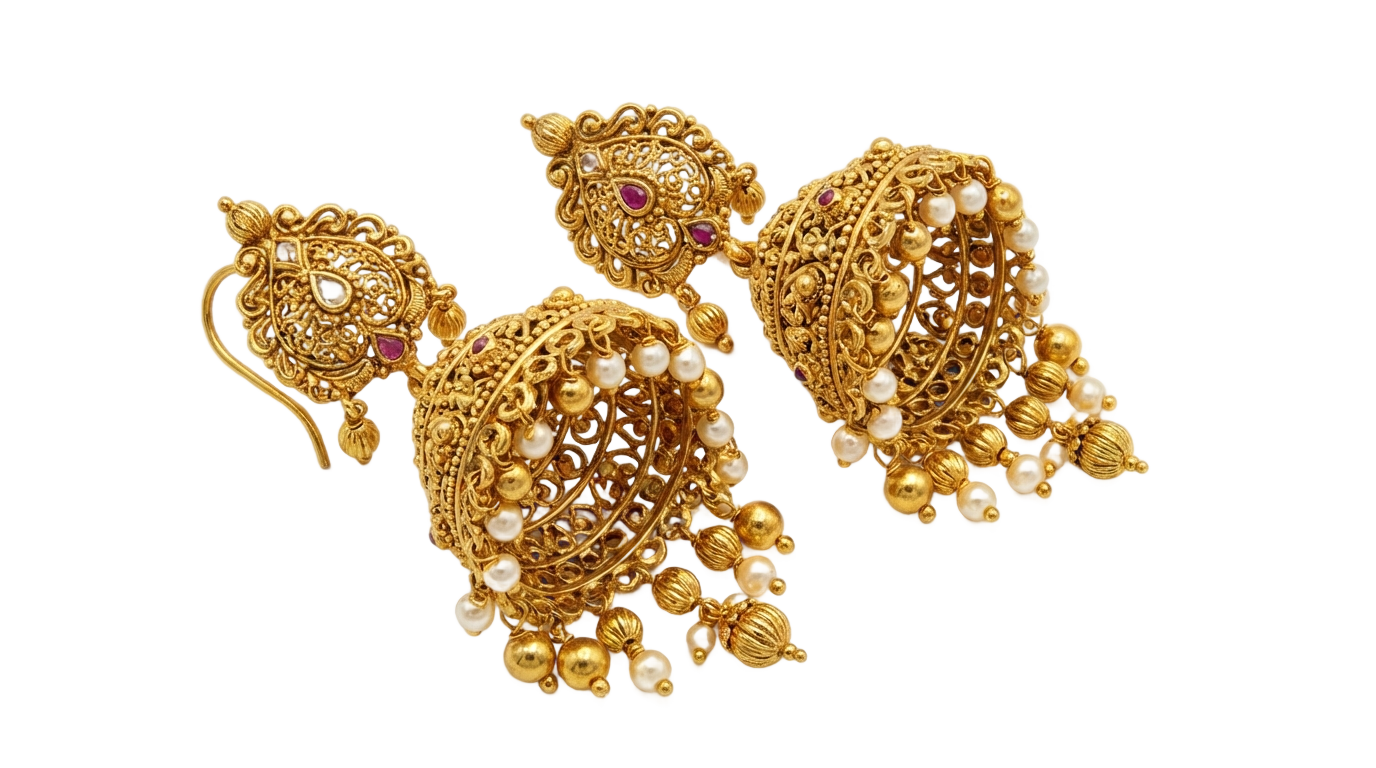 gold earrings png pune PNG transparent background