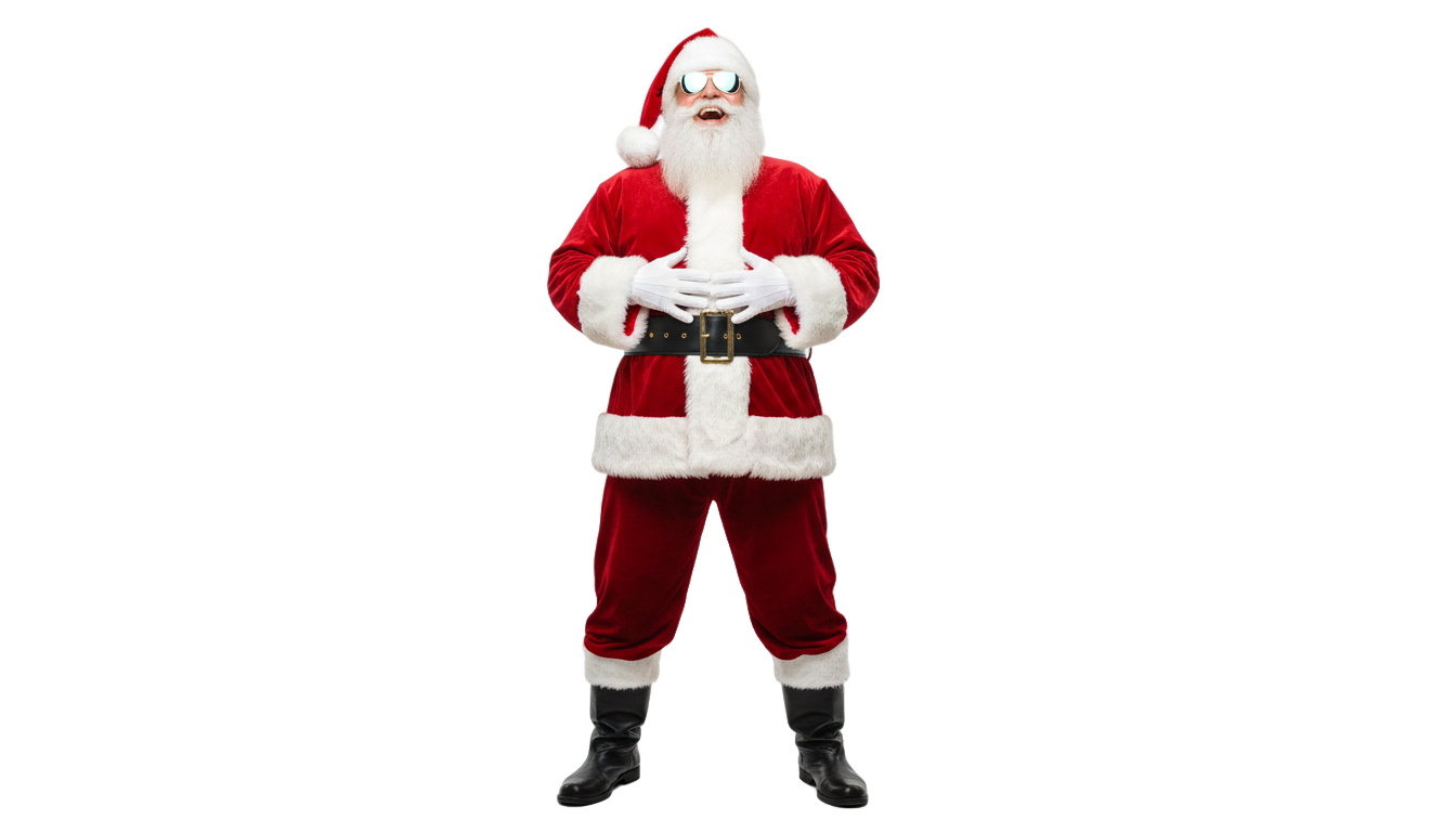 santa with sunglasses png PNG transparent background