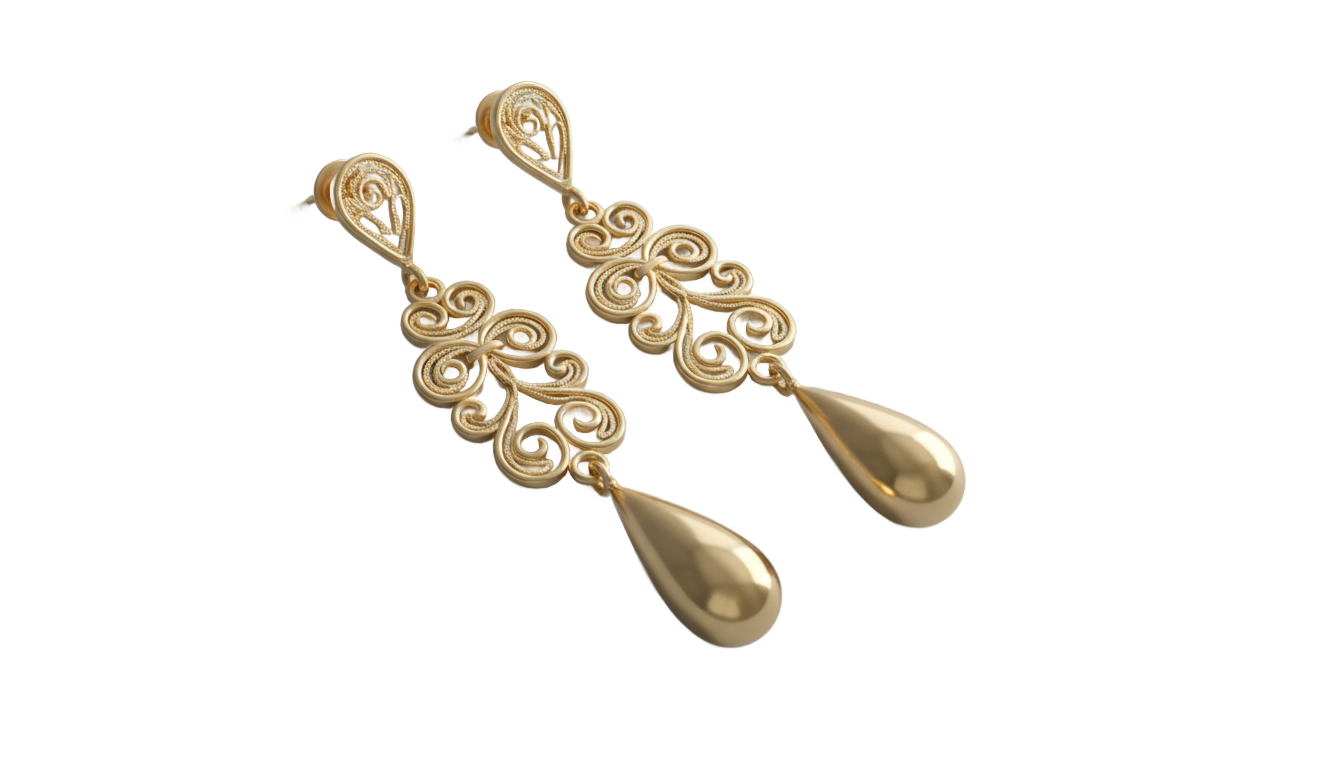 gold earrings design png PNG transparent background