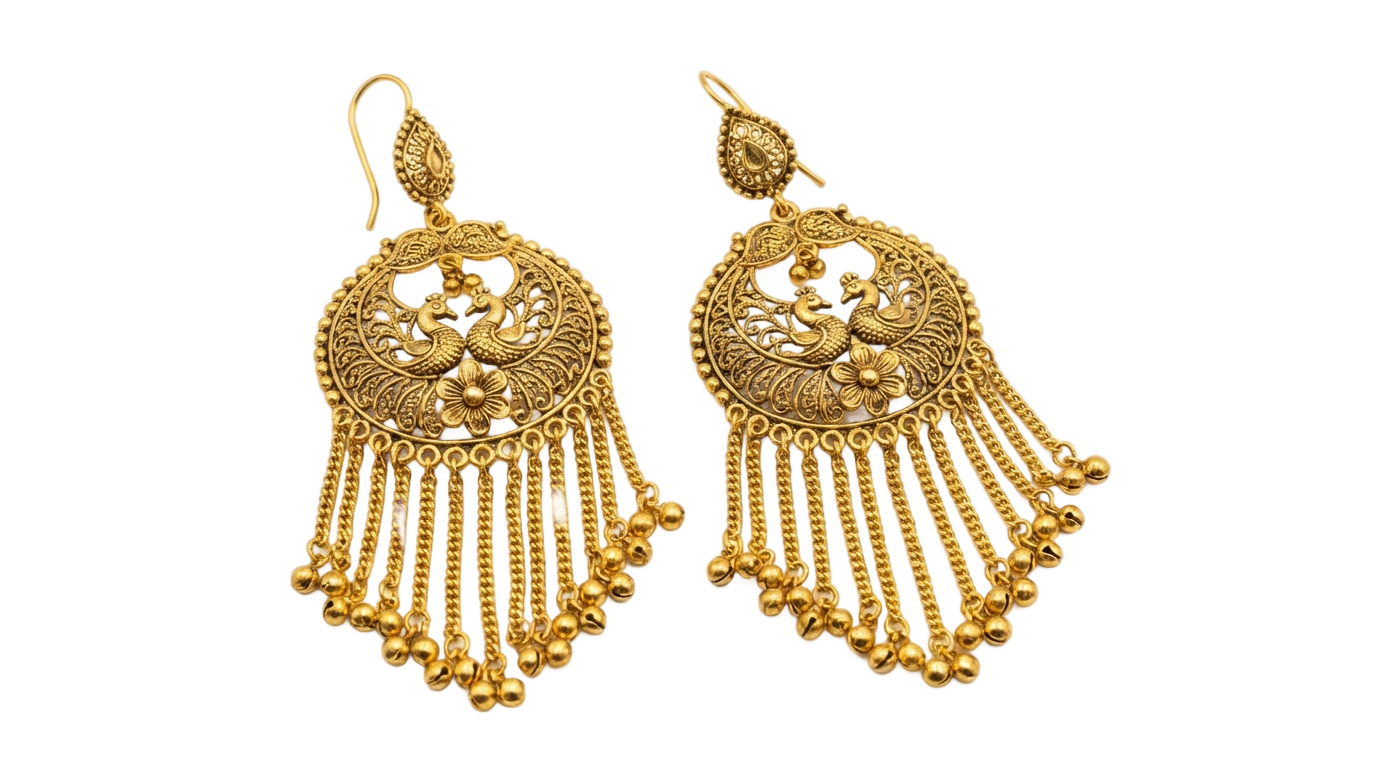 gold earrings png pune PNG transparent background