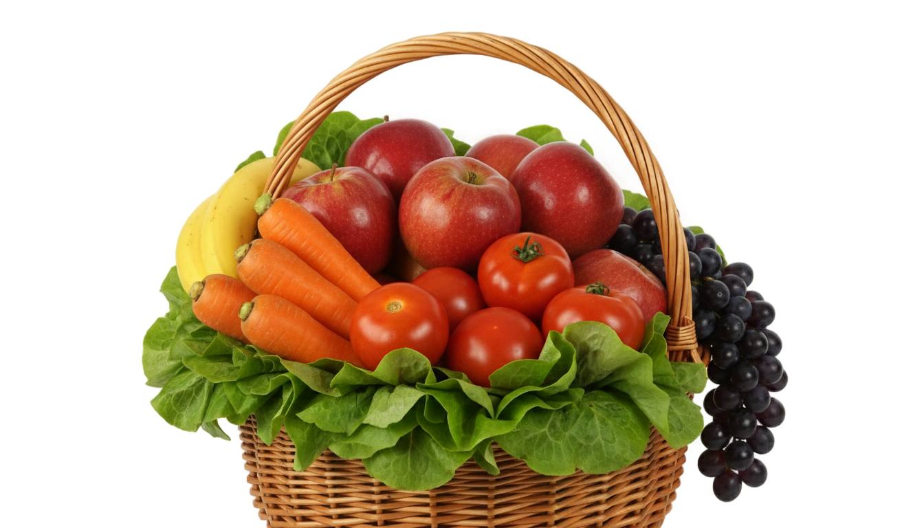 fruits and vegetables basket png PNG transparent background