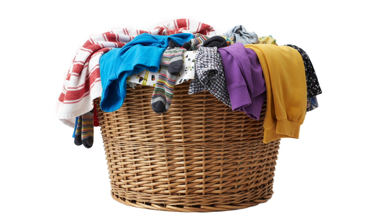 laundry basket with clothes png PNG transparent background