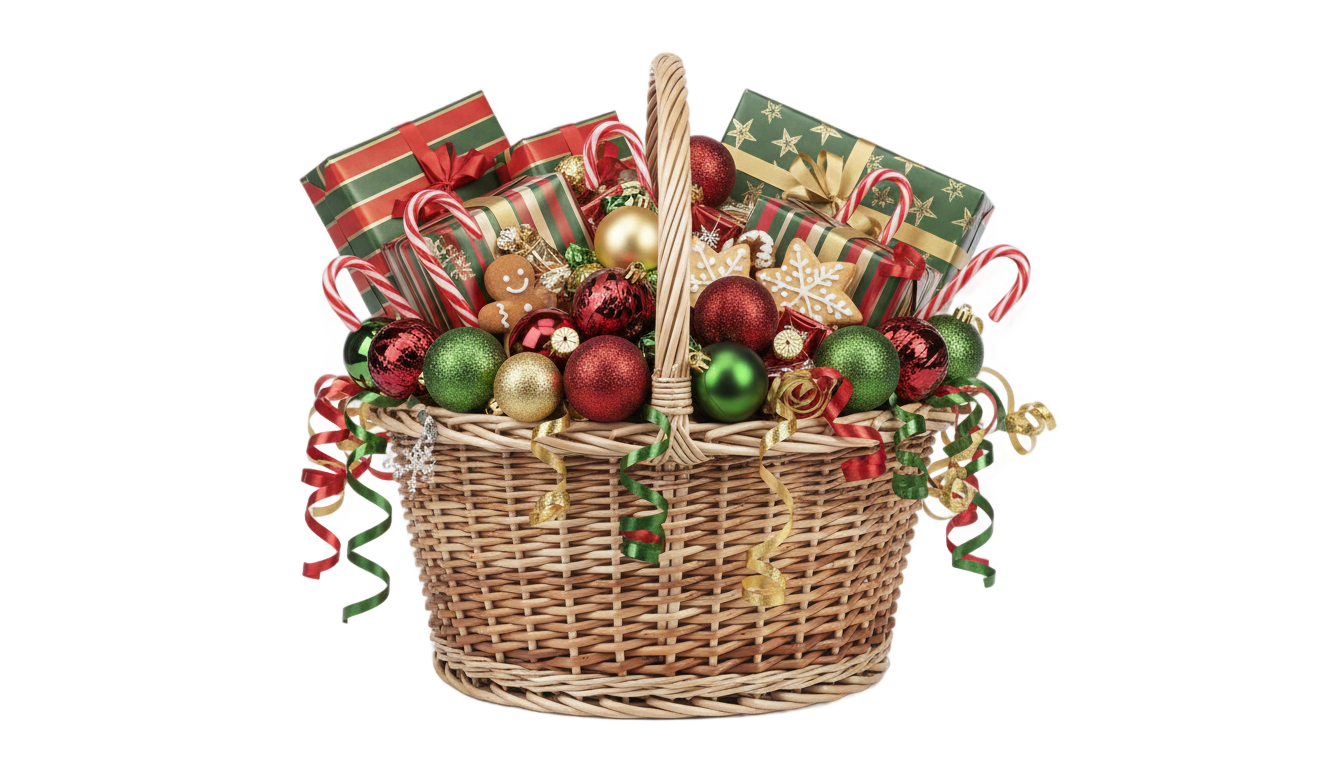 christmas gift basket png PNG transparent background