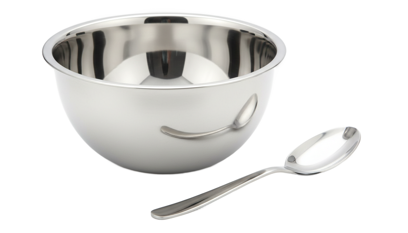 silver bowl and spoon png PNG transparent background