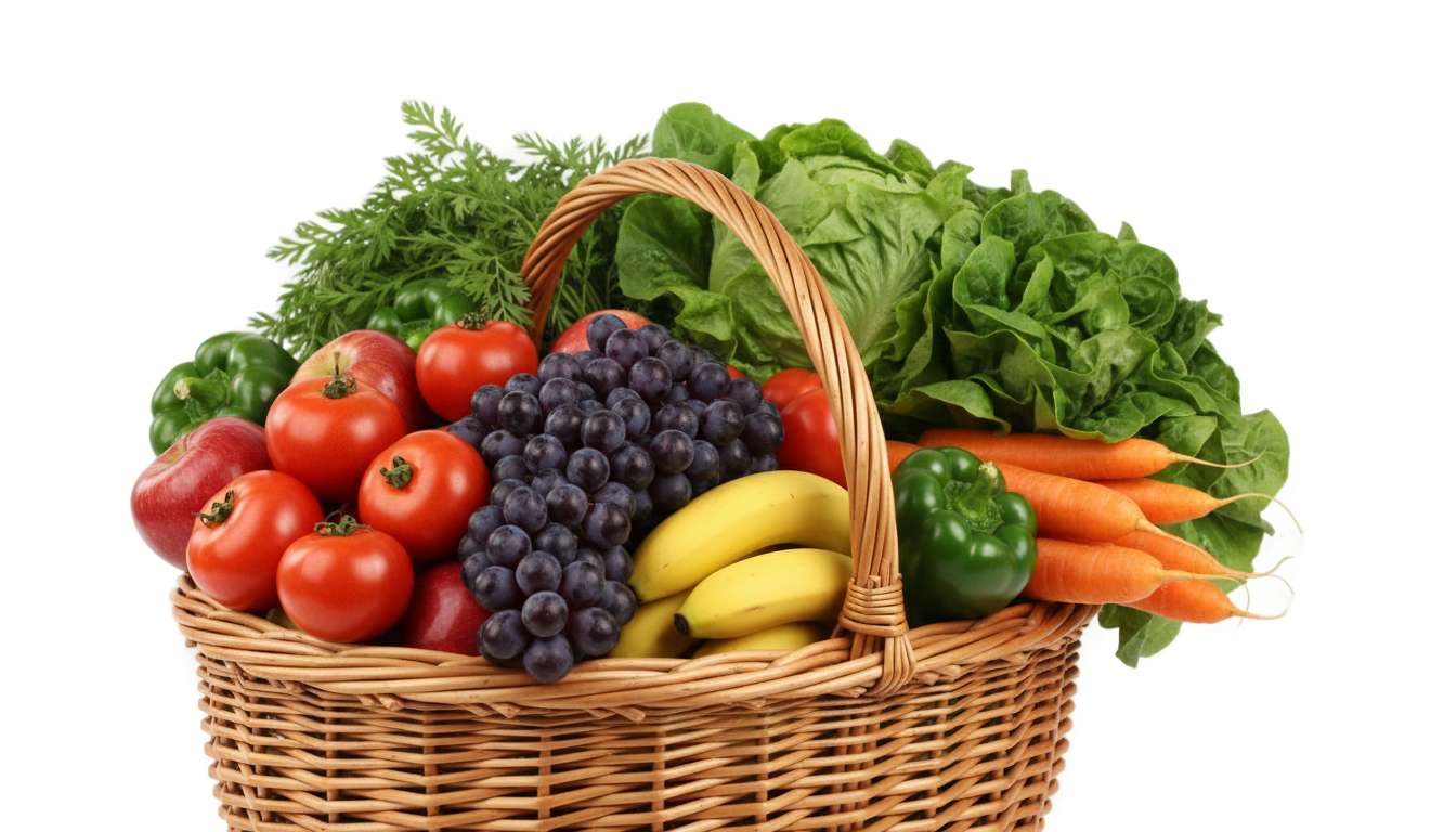 fruits and vegetables basket png PNG transparent background