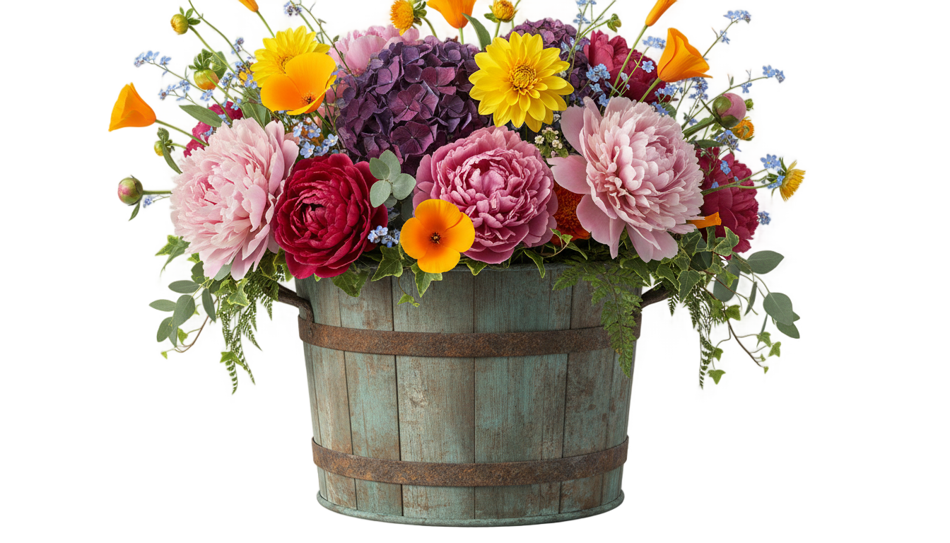 flower bucket png PNG transparent background